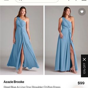 Azazie Brooke Bridesmaid Dress in Steel Blue, A0